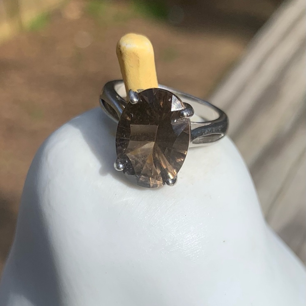 Smoky Topaz SS RING. SZ 6 - Picture 5 of 5